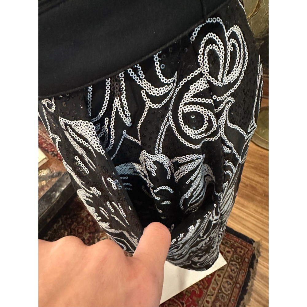 Alex Evenings Black Silver Sequin Floral Sheath Dress 14W - Picture 6 of 14